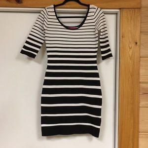 Fitted white and black dress